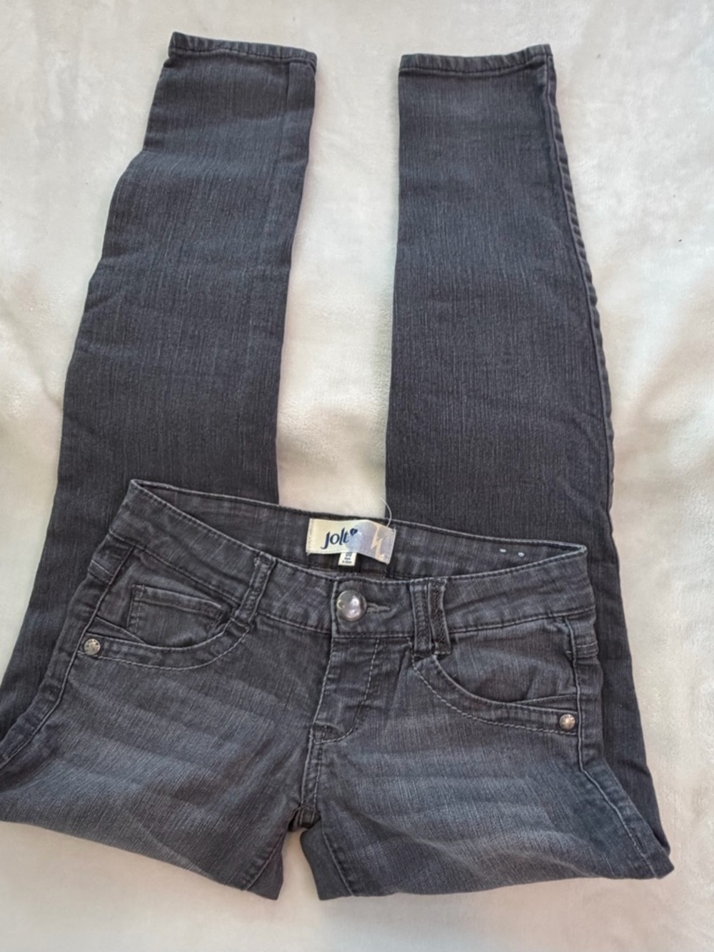 Y2K Jolt women’s Gray Skinny Jeans Size 00 Low Rise Stretch Denim Trendy - Picture 7 of 10